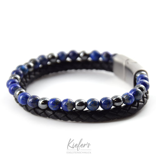 Lederarmband Fashion Beads - Royal Blue