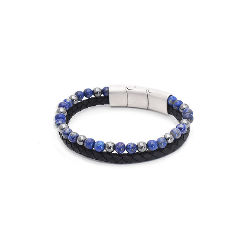 Lederarmband Fashion Beads - Royal Blue