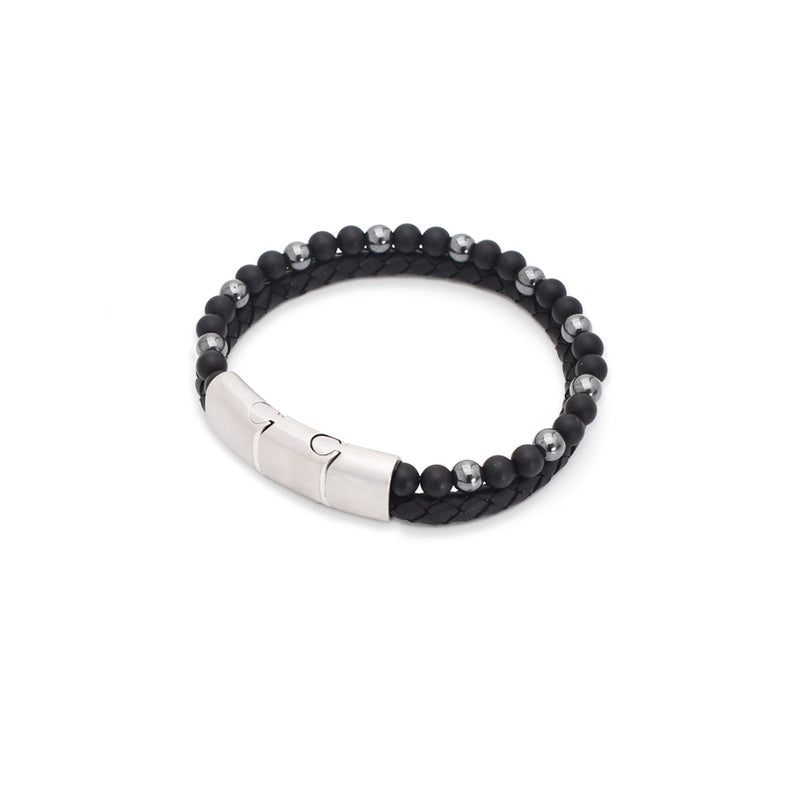 Lederarmband Fashion Beads - Black Star