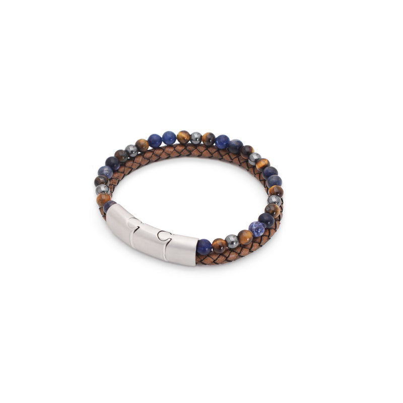 Lederarmband Fashion Beads - Blue Beads