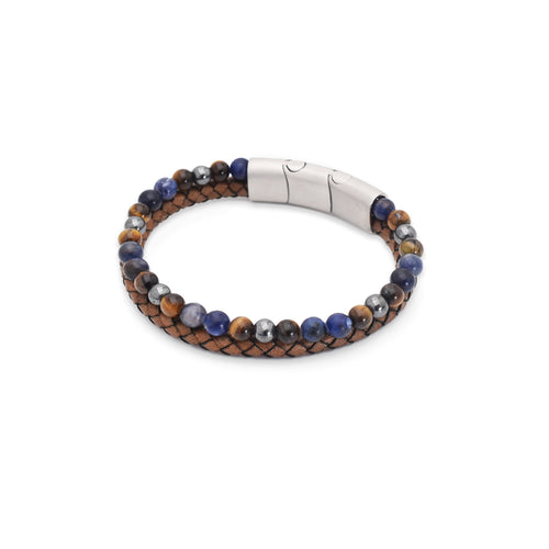 Lederarmband Fashion Beads - Blue Beads