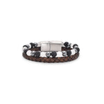 Lederarmband Fashion Beads - Majestic Grey