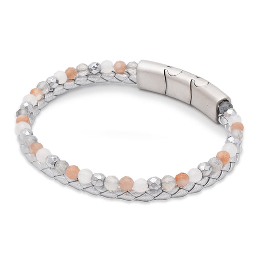 Lederarmband Kraft Silber