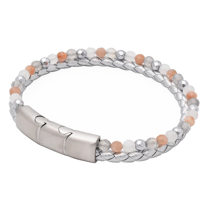 Lederarmband Kraft Silber