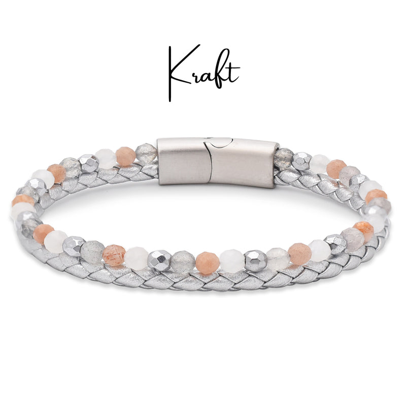 Lederarmband Kraft Silber