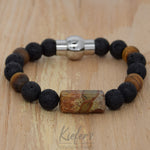 Armband Nagelfluh, Lava, Tigerauge