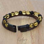 Lederarmband Bernstein/Onyx