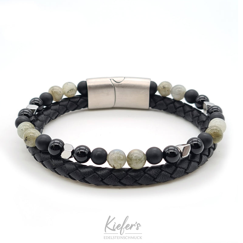 Lederarmband Fashion Beads - Mystic Black