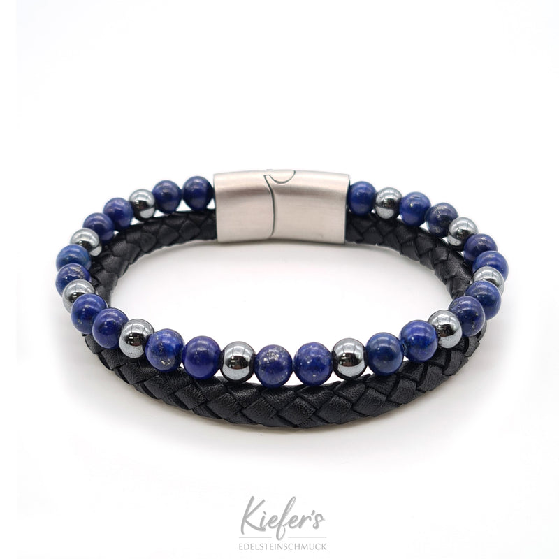 Lederarmband Fashion Beads - Royal Blue