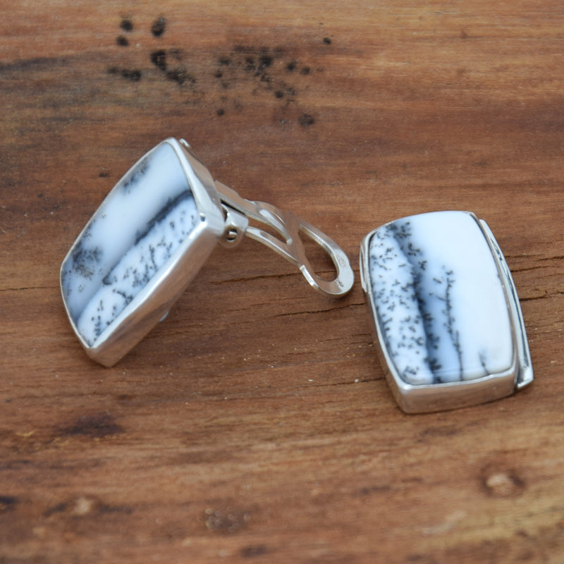 Ohrclips Dendrittenachat
